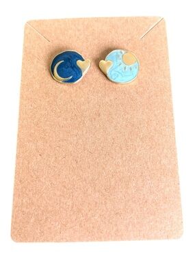 Day & Night Sun & Moon Enamel Earrings